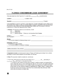 Florida Condominium Lease Agreement Template