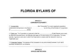 Florida Corporate Bylaws Template