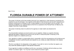 Florida Durable Power of Attorney Form