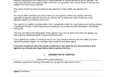 Florida Durable Power of Attorney Form