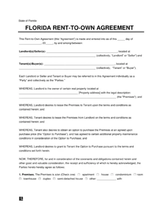 Florida Lease-to-Own Option-to-Purchase Agreement