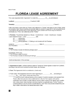 Florida Residential Lease Agreement Template