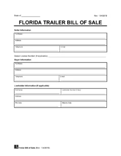 Florida Trailer Bill of Sale Template