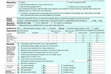 Form 1040 for 2024 template