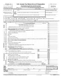 IRS Form 1120-S (2024) – U.S. Income Tax Return for an S Corporation. Official tax document for reporting business income, deductions, and credits.