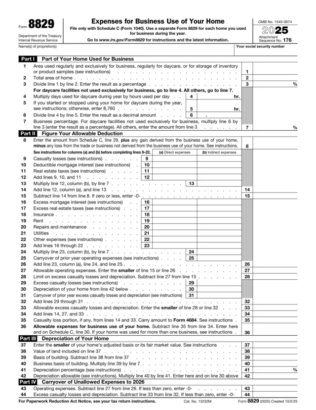 Form 8829 for 2025