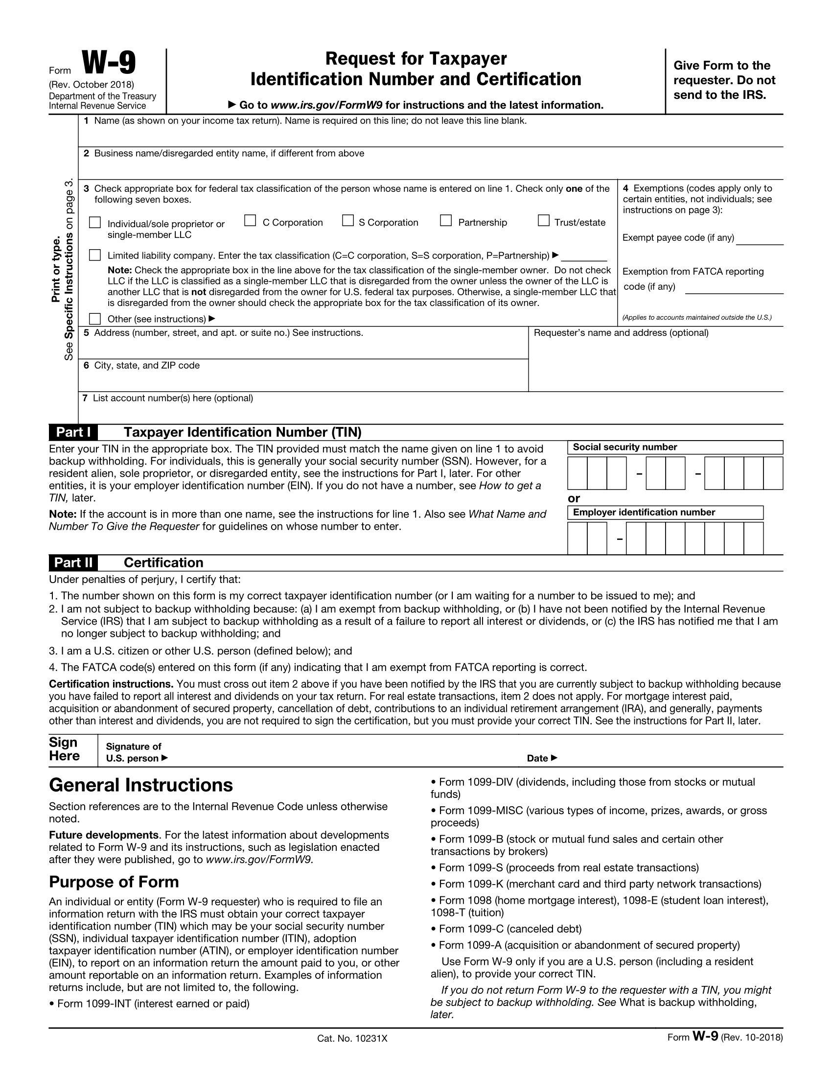 Form W-9 for 2023