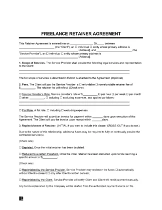 Freelance Retainer Agreement screenshot