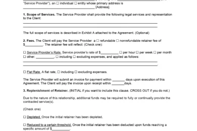 Freelance Retainer Agreement screenshot