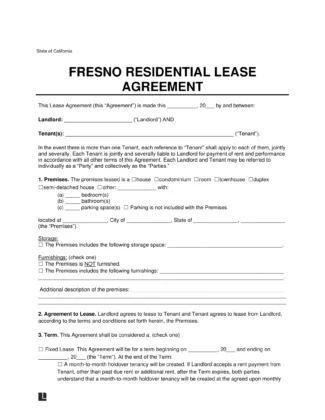 Fresno Residential Lease Agreement Template