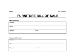 furniture bill of sale sample