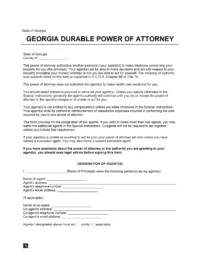 Georgia Durable Statutory Power of Attorney Form