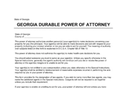 Georgia Durable Statutory Power of Attorney Form