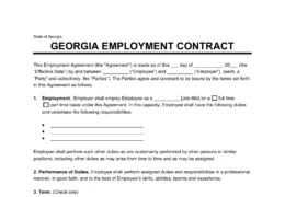 Georgia Employment Contract Template