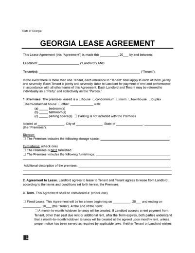 Georgia Lease Agreement Template