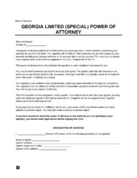 Georgia Limited Power of Attorney Form