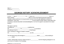 Georgia Notary Acknowledgment Form