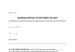 Georgia Notice to Quit for Non-Payment of Rent