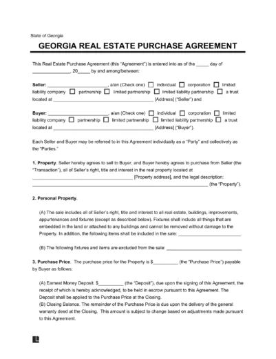 Georgia Residential Purchase Agreement Template