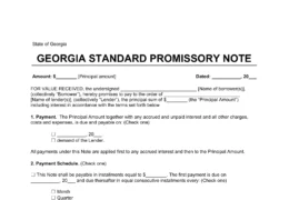 Georgia Standard Promissory Note Template
