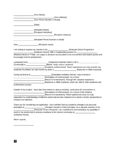 Graduate School Letter of Intent Template