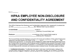 HIPAA Employee Confidentiality Agreement Template