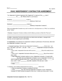 HVAC Independent Contractor Agreement