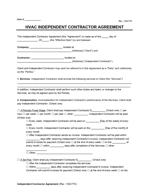 HVAC Independent Contractor Agreement
