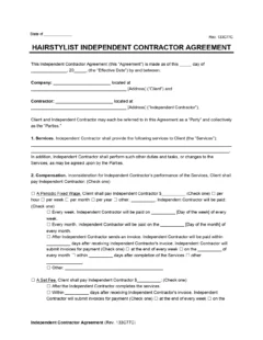 Hairstylist Independent Contractor Agreement