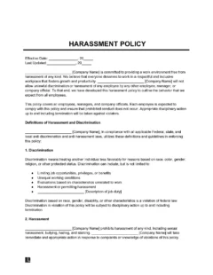 Harassment Policy template