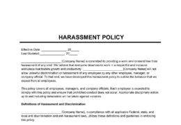 Harassment Policy template