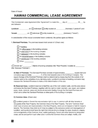Hawaii Commercial Lease Agreement
