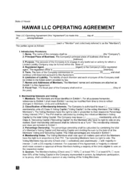 Hawaii LLC Operating Agreement Template
