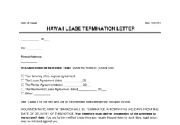 Hawaii Lease Termination Letter Template