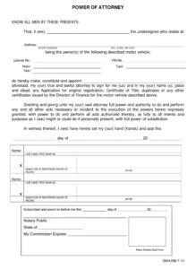 Hawaii Motor Vehicle Power of Attorney Form