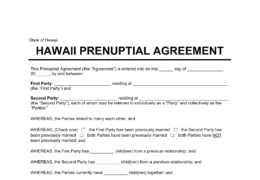 Hawaii Prenuptial Agreement Template