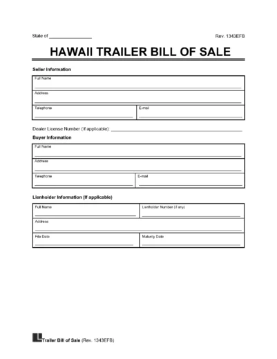 Hawaii Trailer Bill of Sale screenshot