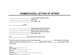 Homeschool Letter of Intent Template