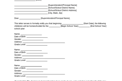 Homeschool Letter of Intent Template