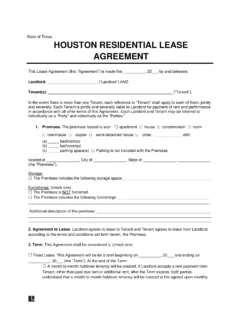 Houston Residential Lease Agreement Template