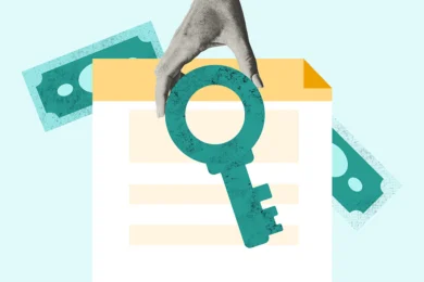 A landlord holding a key in front of a lease and considering how much it costs to evict someone