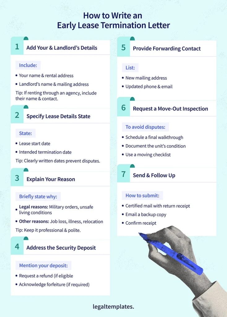 how to write an early lease termination letter infographic.