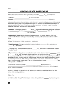 Hunting Lease Agreement Template