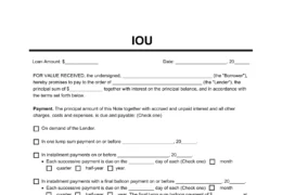 i owe you (iou) template