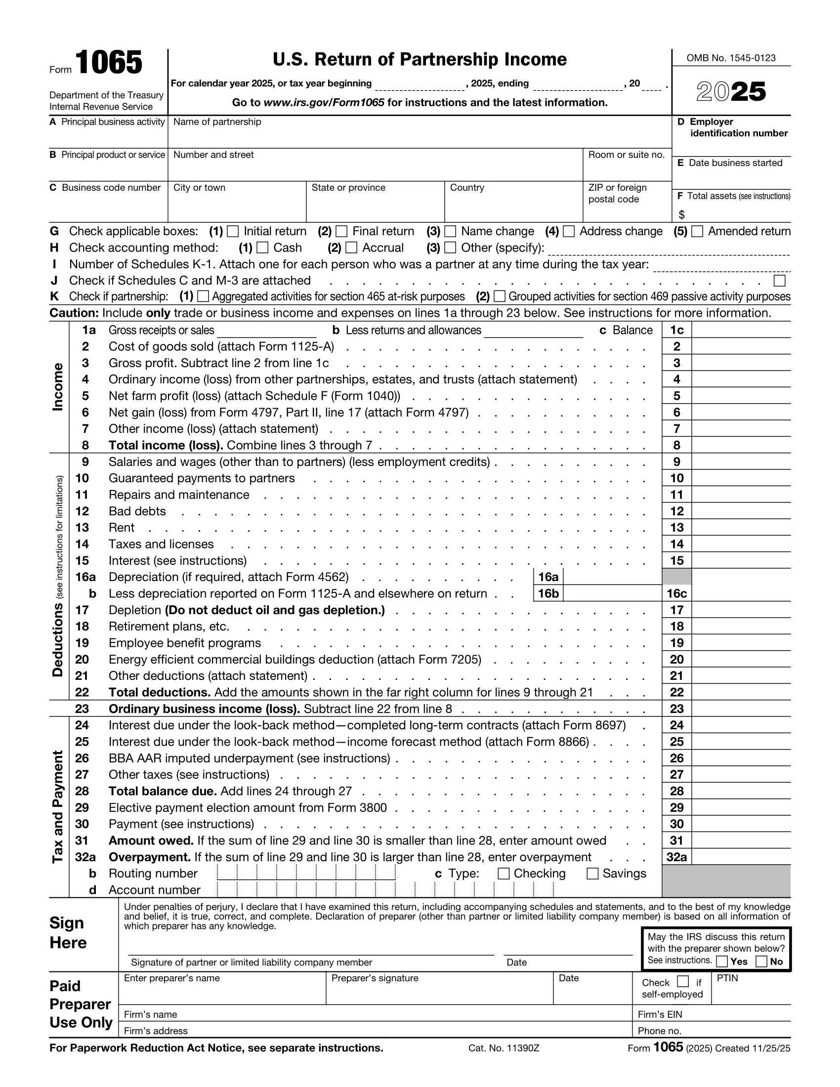 Form 1065 for 2025