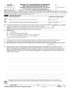 IRS Form 2553 for S including instructions for filing a late election, tax year options, and shareholder consent. The form requires business details, EIN, election effective date, and officer signature.