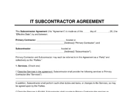 IT Subcontractor Agreement Template