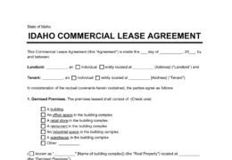 Idaho Commercial Lease Agreement Template