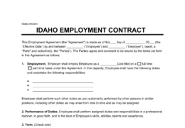 Idaho Employment Contract Template