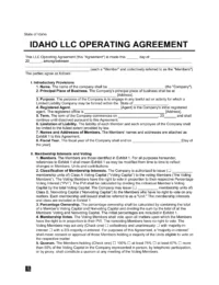 Idaho LLC Operating Agreement Template